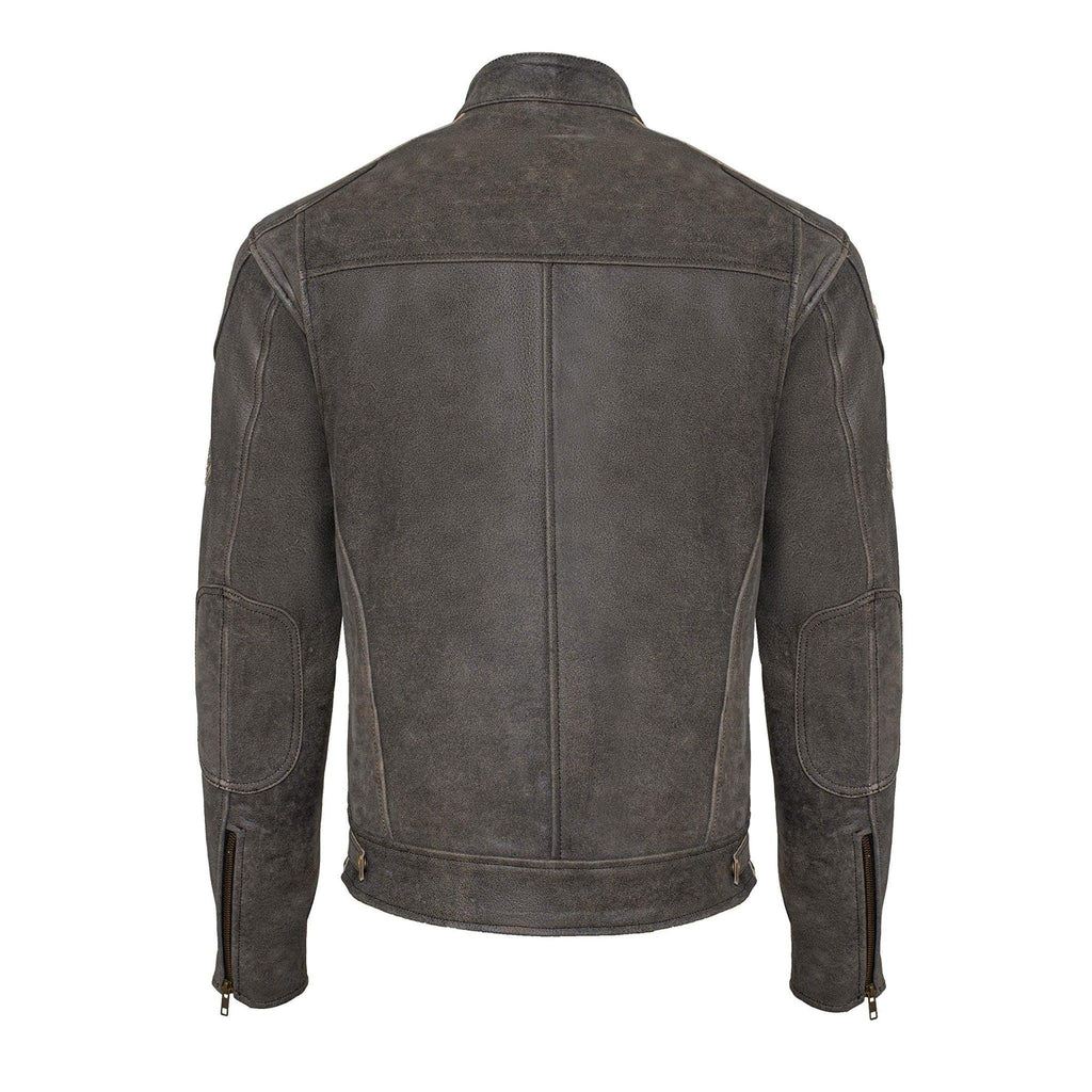 Cowhide Leather Riding Jacket with Classic Stripes