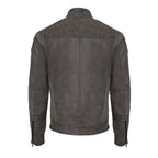 Cowhide Leather Riding Jacket with Classic Stripes