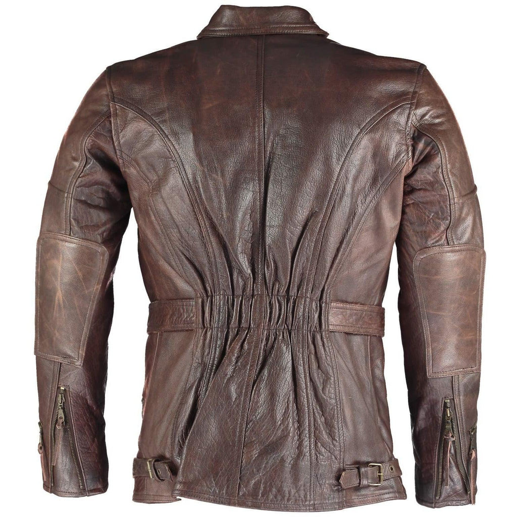 Eddie Leather Racer Jacket with CE Armor and 3-Way Collar Style