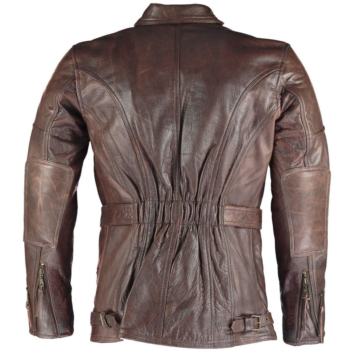 Eddie Leather Racer Jacket with CE Armor and 3-Way Collar Style