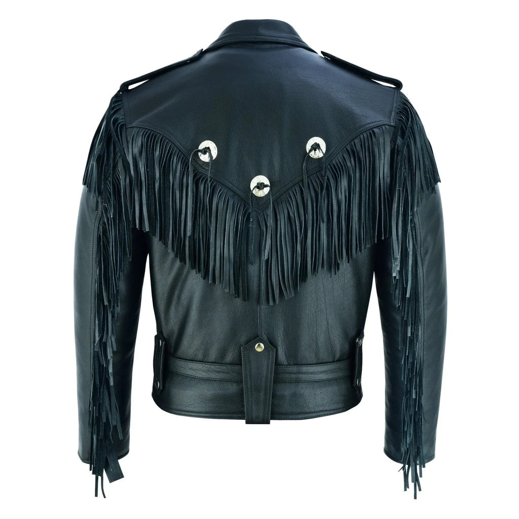 Rustic Vintage Biker Jackets with Fringe and Conchos