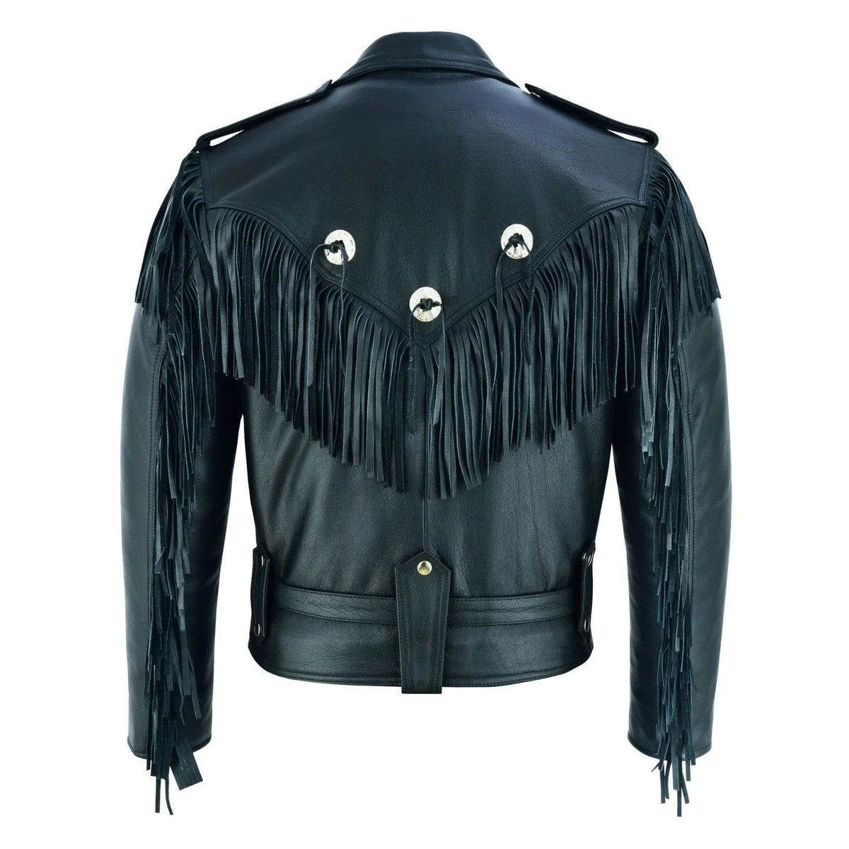 Rustic Vintage Biker Jackets with Fringe and Conchos