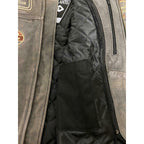 Cowhide Leather Riding Jacket with Classic Stripes