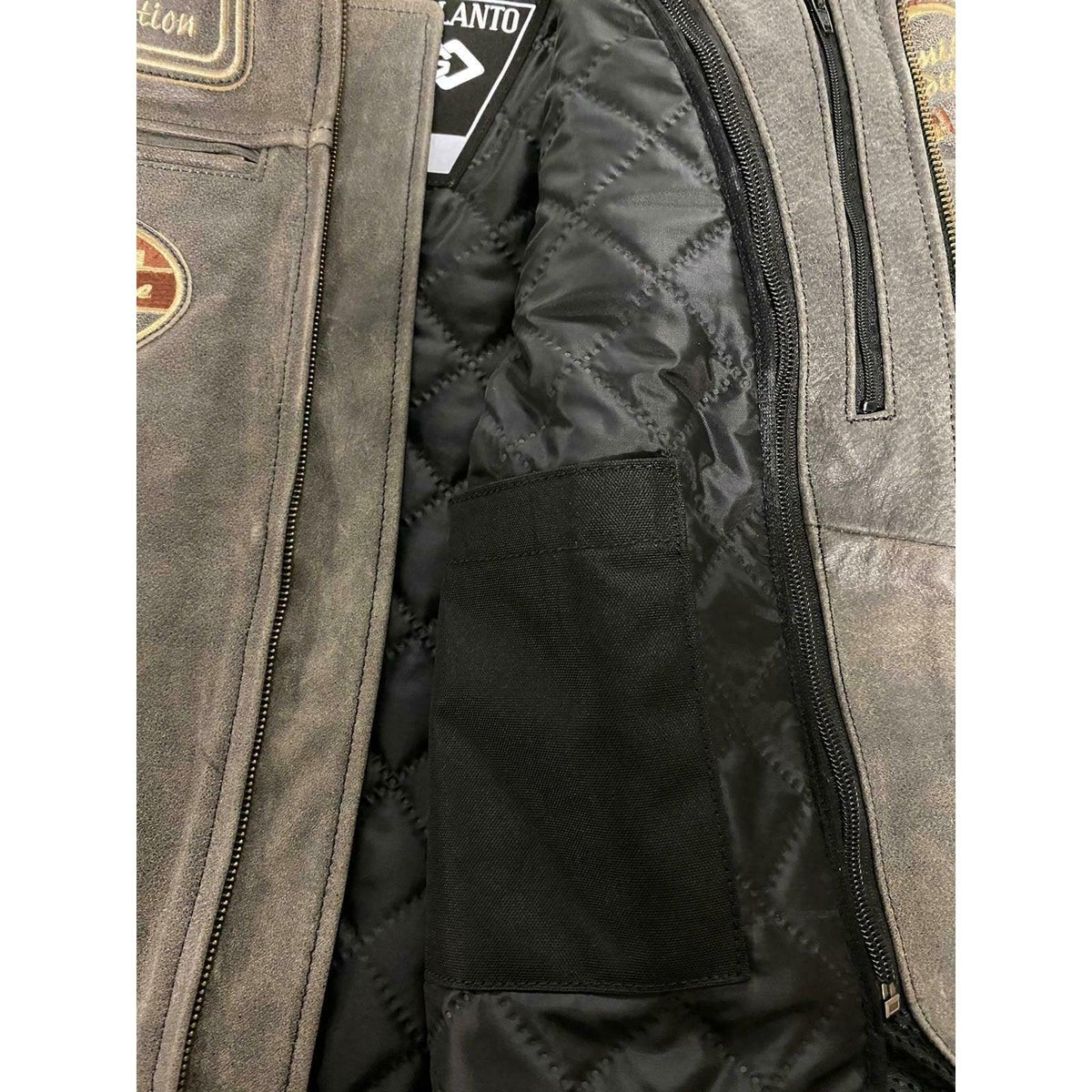 Cowhide Leather Riding Jacket with Classic Stripes