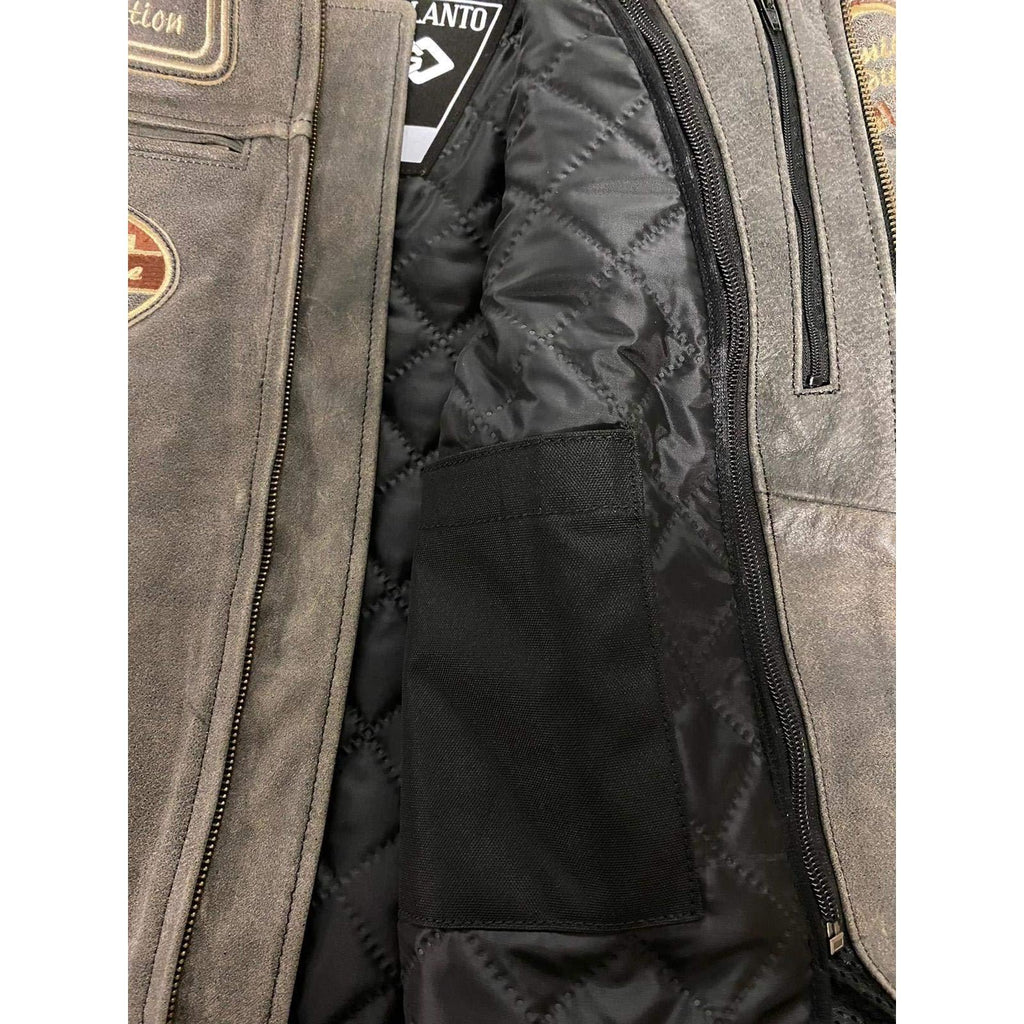 Cowhide Leather Riding Jacket with Classic Stripes
