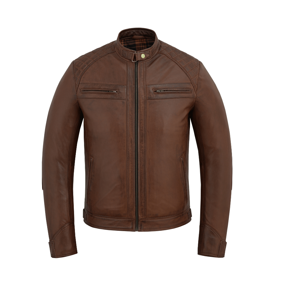 Men’s Leather Jackets with Quilted Racer Styling