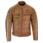 Mens Motorcycle Jackets with Retro Racing Badges