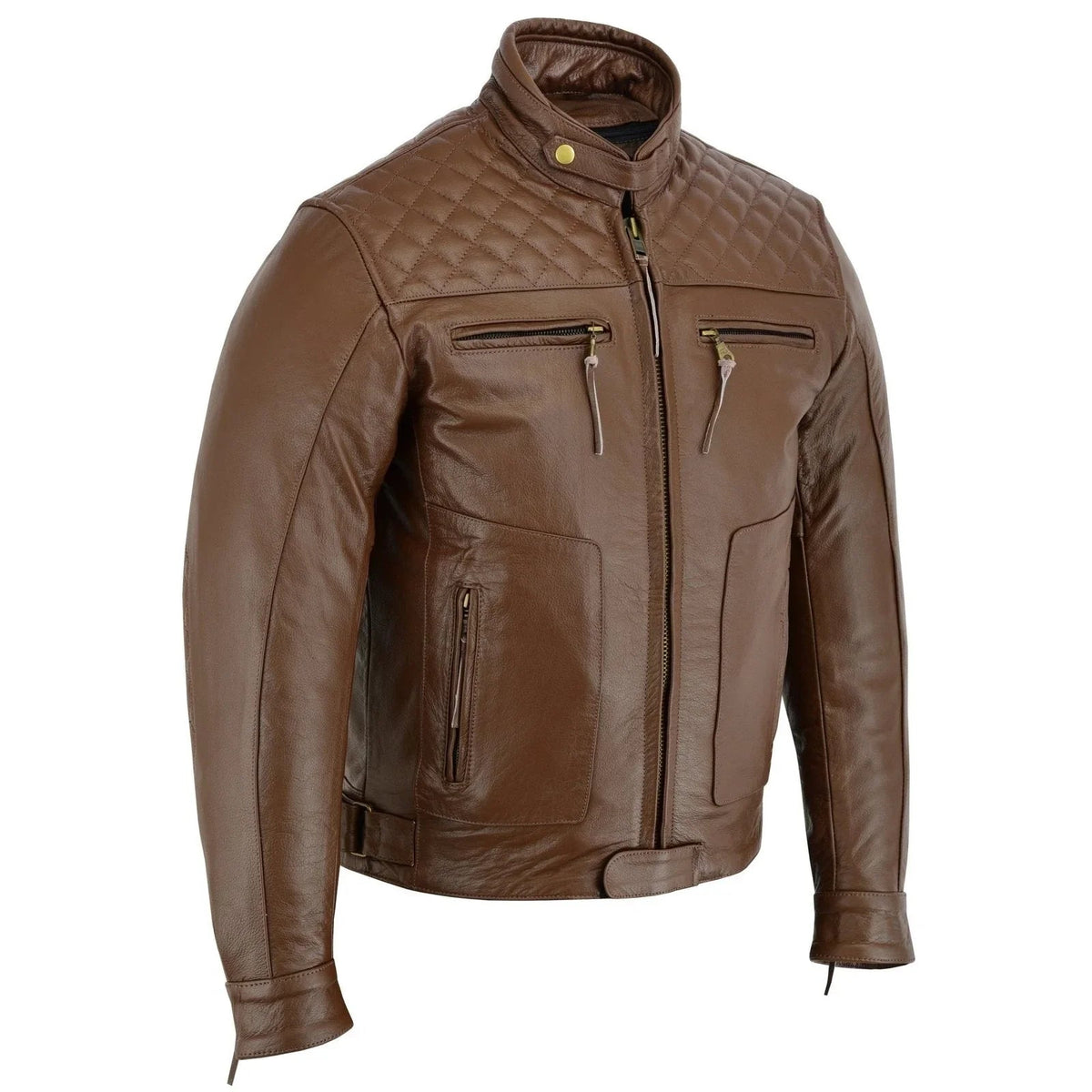 Quilted Cowhide Vintage Biker Jacket for Motorcycle Wear