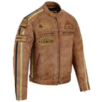 Mens Motorcycle Jackets with Retro Racing Badges
