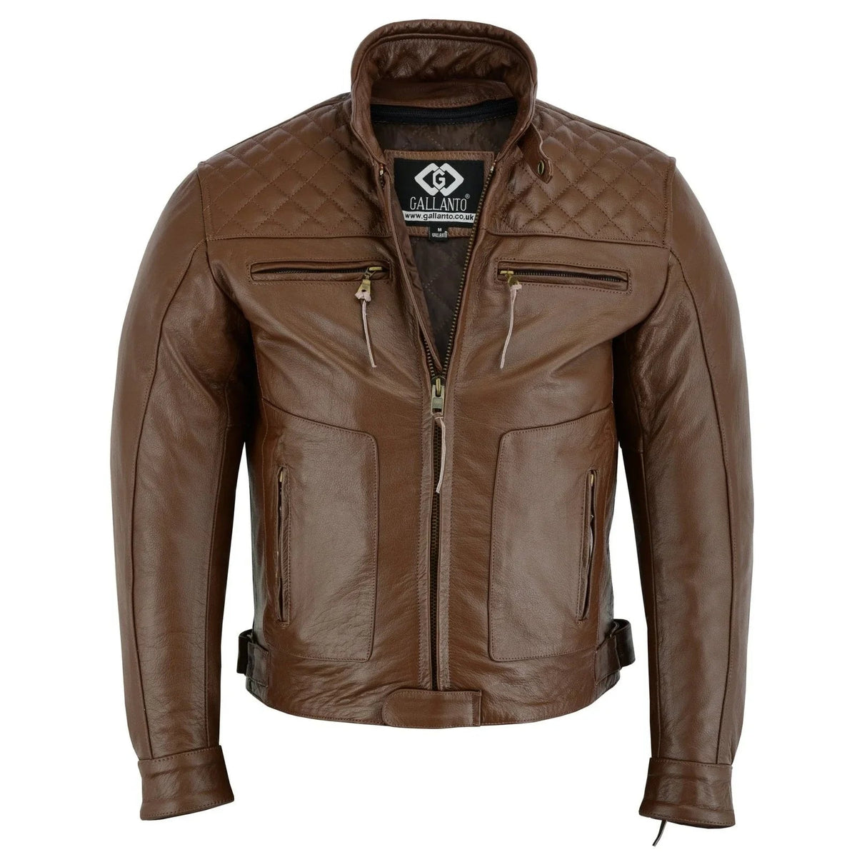 Quilted Cowhide Vintage Biker Jacket for Motorcycle Wear