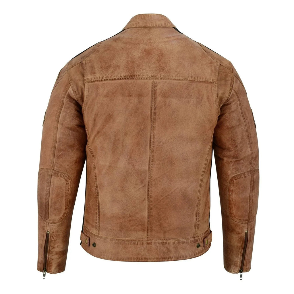 Mens Motorcycle Jackets with Retro Racing Badges