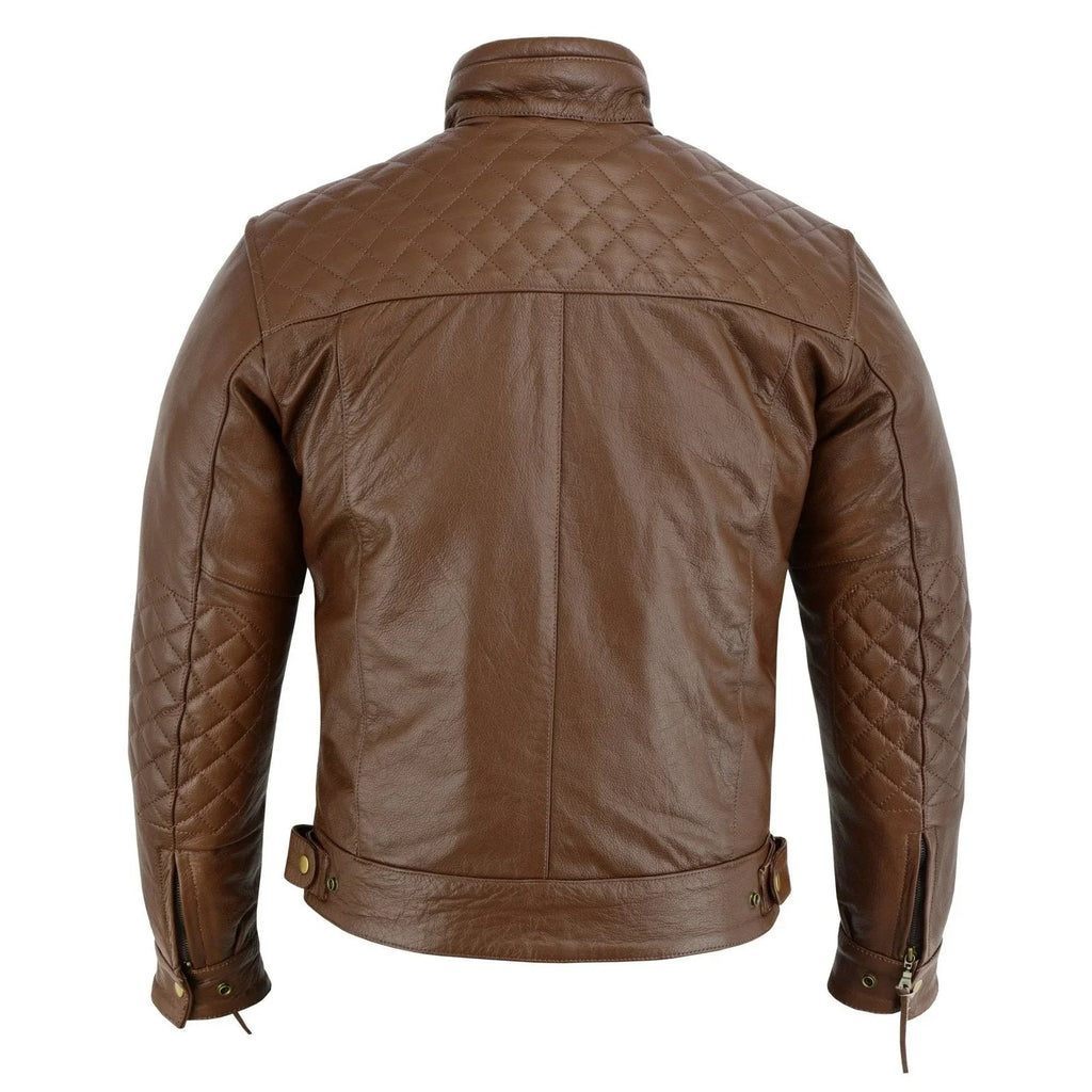 Quilted Cowhide Vintage Biker Jacket for Motorcycle Wear