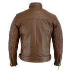 Quilted Cowhide Vintage Biker Jacket for Motorcycle Wear