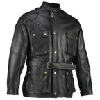 Benjamin Button Men’s Leather Motorcycle Jacket in Classic Long Length