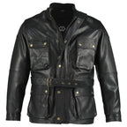 Benjamin Button Men’s Leather Motorcycle Jacket in Classic Long Length