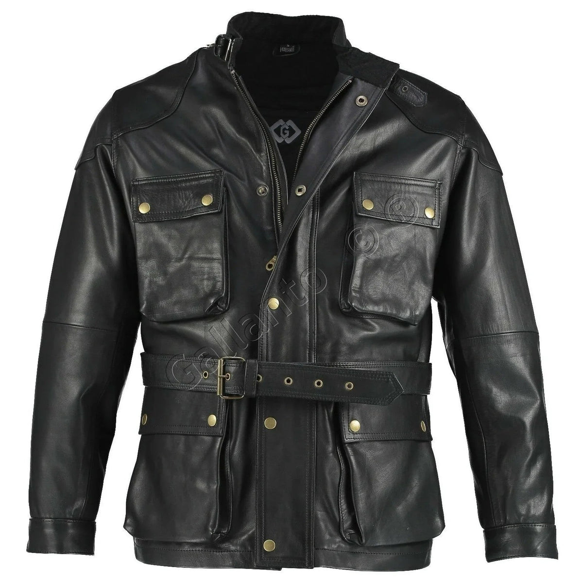 Benjamin Button Men’s Leather Motorcycle Jacket in Classic Long Length