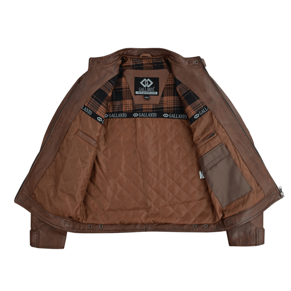 Men’s Leather Jackets with Quilted Racer Styling