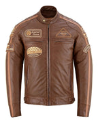 Mens Motorcycle Jackets with Retro Racing Badges