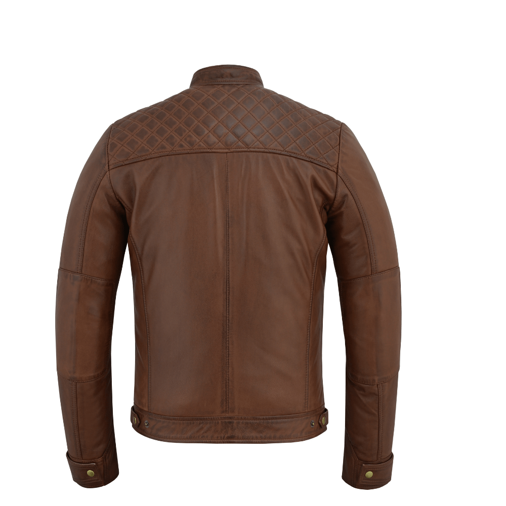 Men’s Leather Jackets with Quilted Racer Styling