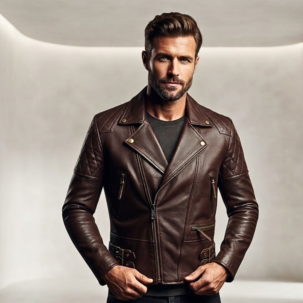 Bike Riding Jackets with Crossed Padded Biker Style