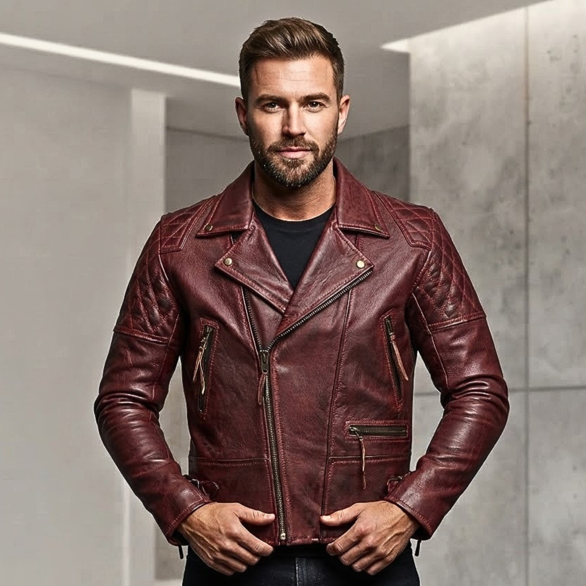 Bike Riding Jackets with Crossed Padded Biker Style