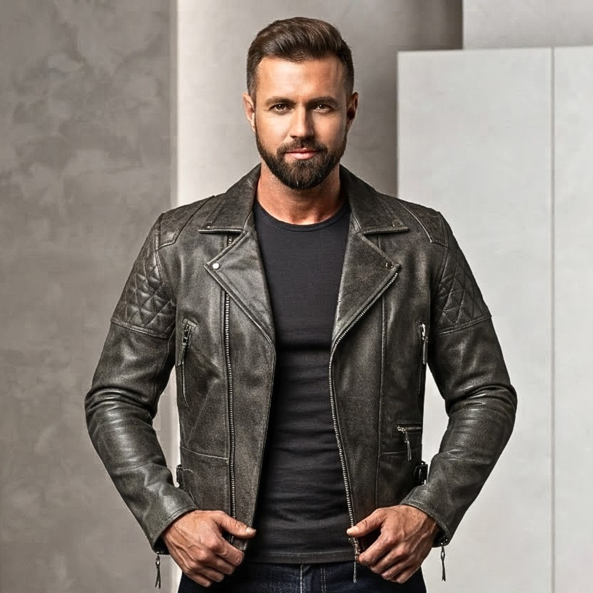 Bike Riding Jackets with Crossed Padded Biker Style
