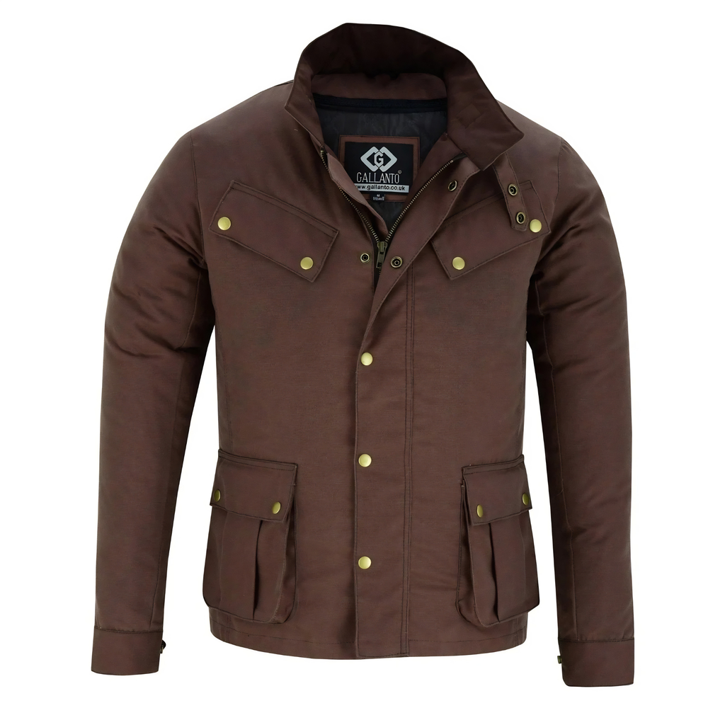 Wax Cotton Coat Men – Vintage Waterproof Motorcycle Biker Jacket