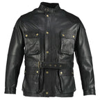 Benjamin Button Men’s Leather Motorcycle Jacket in Classic Long Length