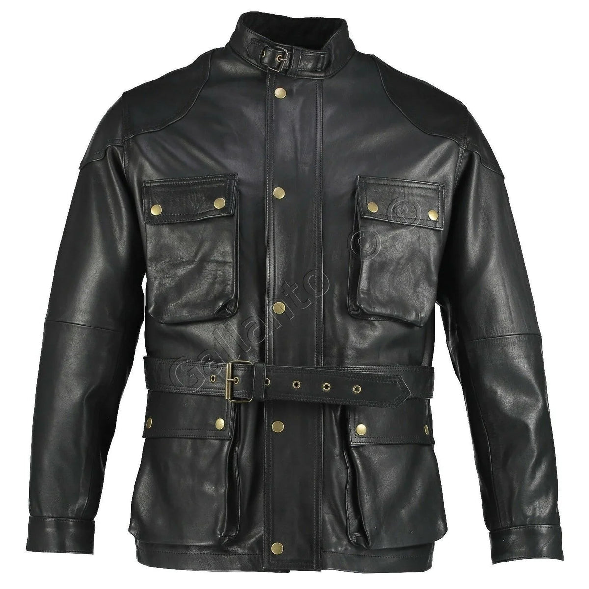 Benjamin Button Men’s Leather Motorcycle Jacket in Classic Long Length
