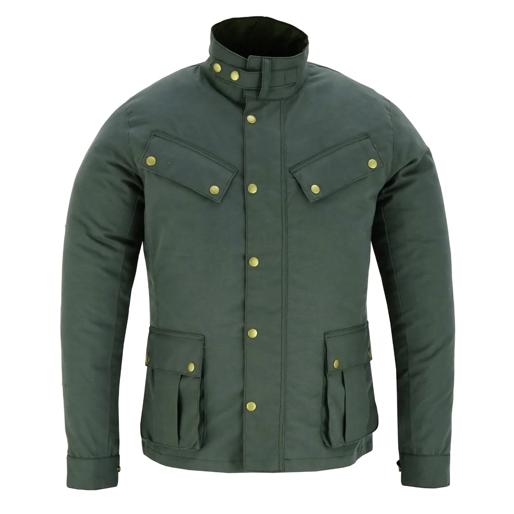 Wax Cotton Coat Men – Vintage Waterproof Motorcycle Biker Jacket