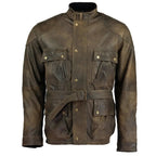 Benjamin Button Men’s Leather Motorcycle Jacket in Classic Long Length