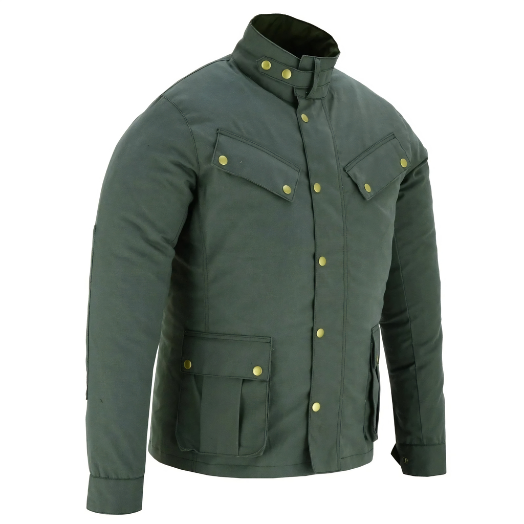Wax Cotton Coat Men – Vintage Waterproof Motorcycle Biker Jacket