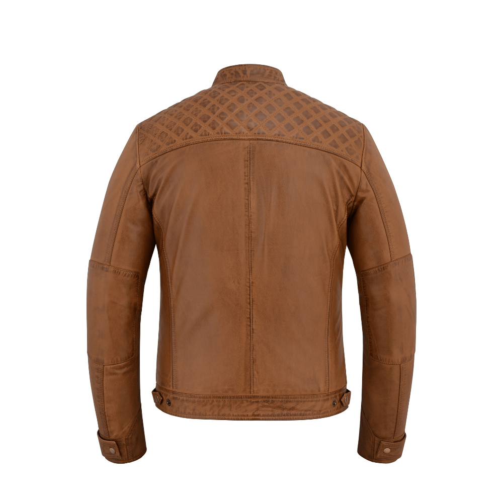Men’s Leather Jackets with Quilted Racer Styling