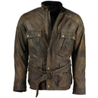 Benjamin Button Men’s Leather Motorcycle Jacket in Classic Long Length