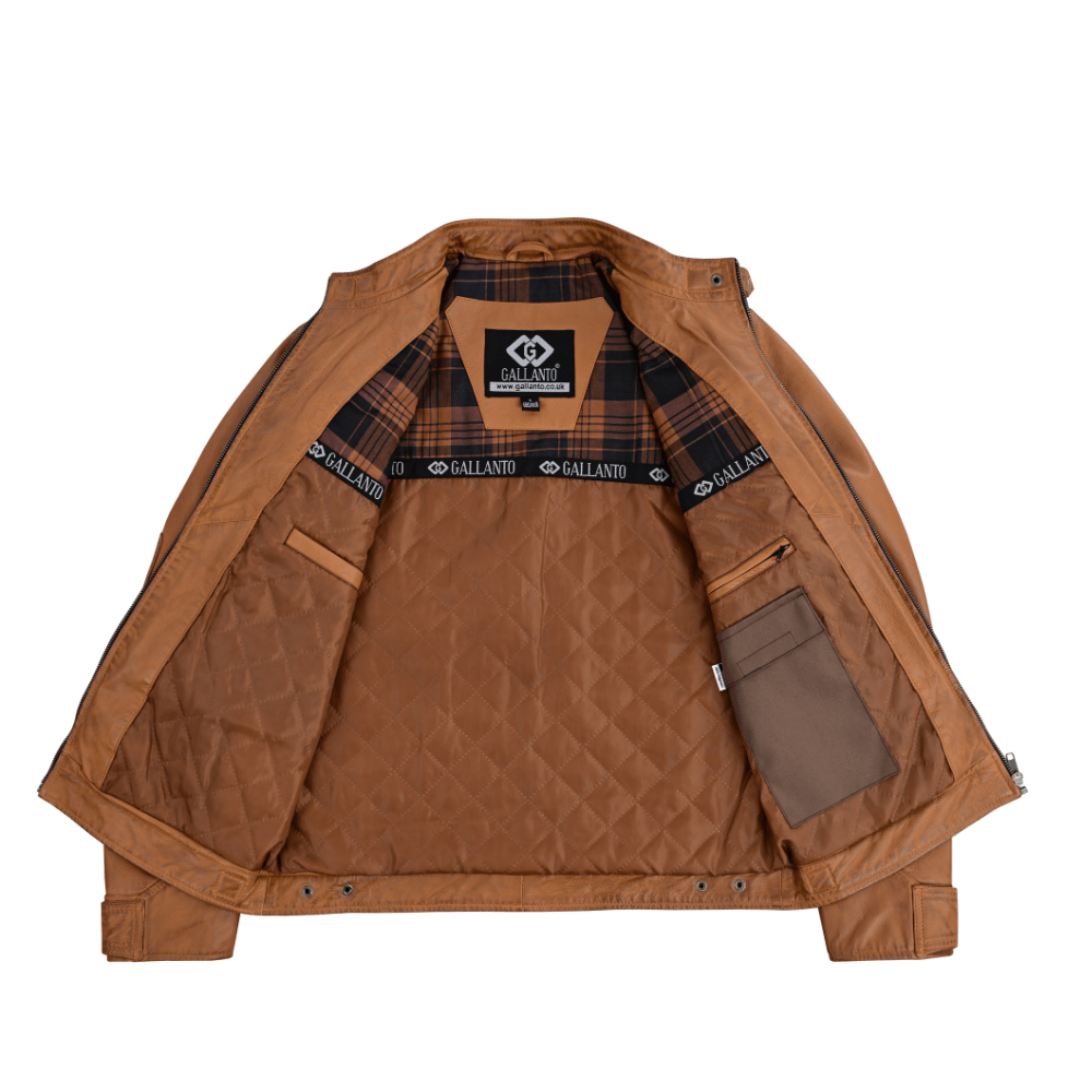 Men’s Leather Jackets with Quilted Racer Styling