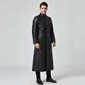 Long Leather Trench Coat – Genuine Cowhide Gothic Coat for Men
