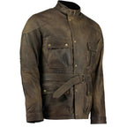 Benjamin Button Men’s Leather Motorcycle Jacket in Classic Long Length