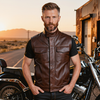 Biker Vest for Men in Leather, Denim and Camo Styles