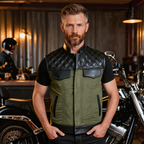 Biker Vest for Men in Leather, Denim and Camo Styles