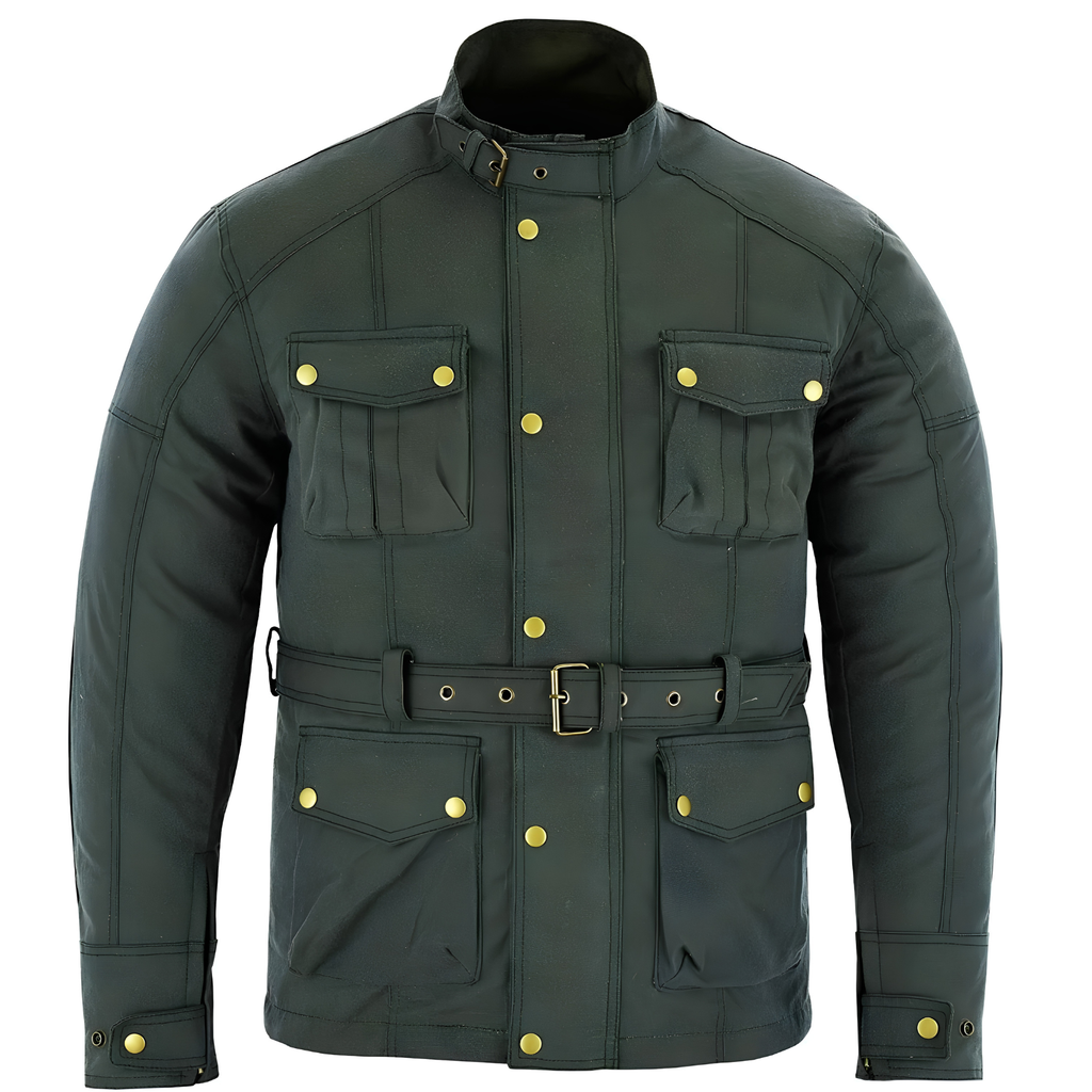 Wax Cotton Coat Waterproof Motorcycle Touring Jacket for Men