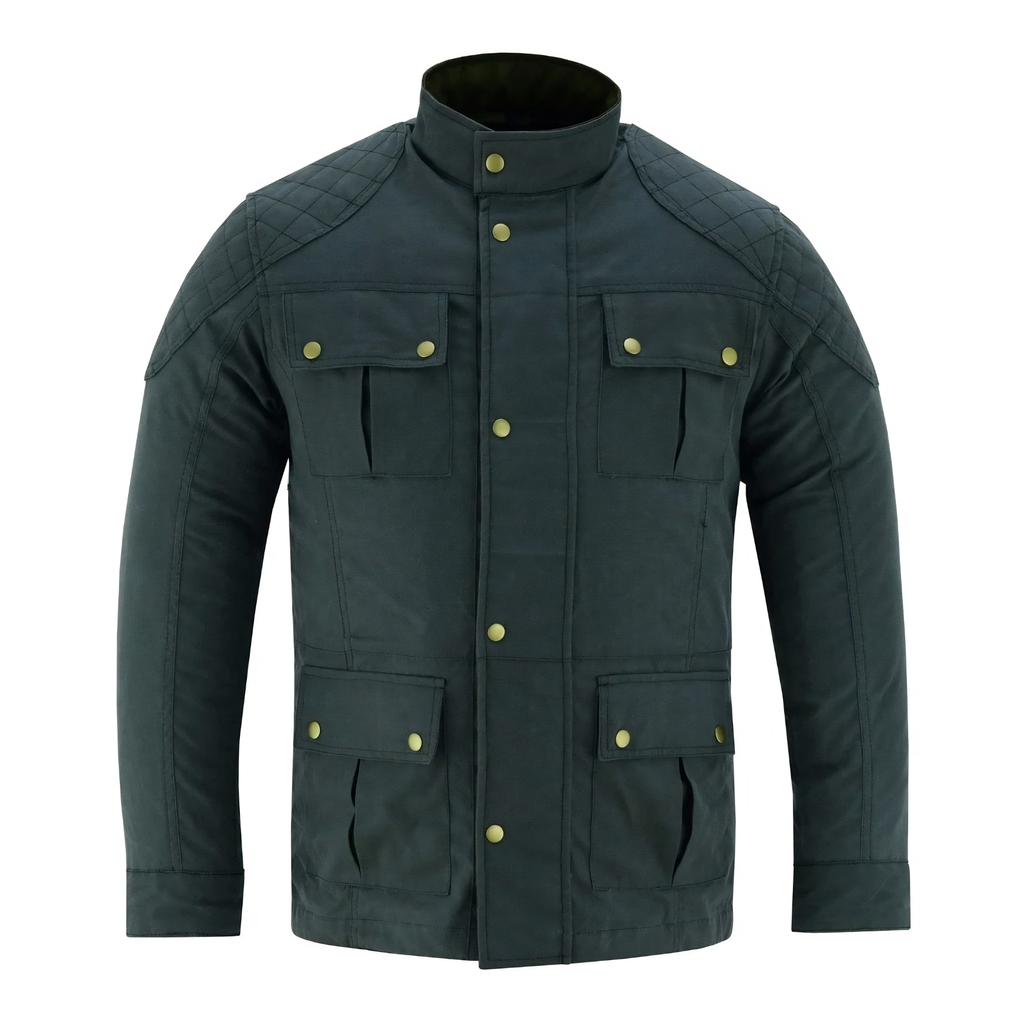 Wax Cotton Jackets Men's Long Motorcycle Outdoor Jacket
