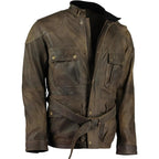 Benjamin Button Men’s Leather Motorcycle Jacket in Classic Long Length
