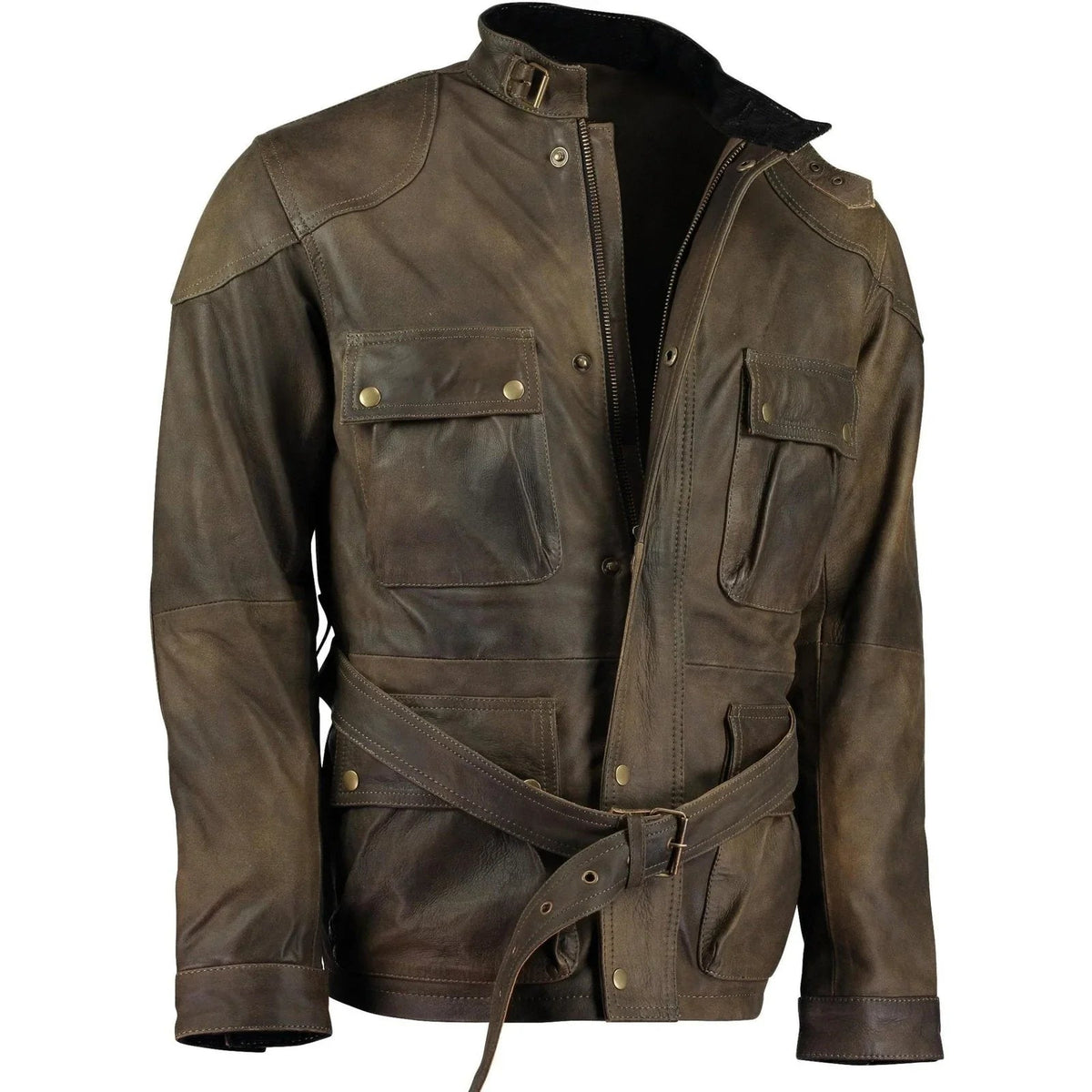 Benjamin Button Men’s Leather Motorcycle Jacket in Classic Long Length