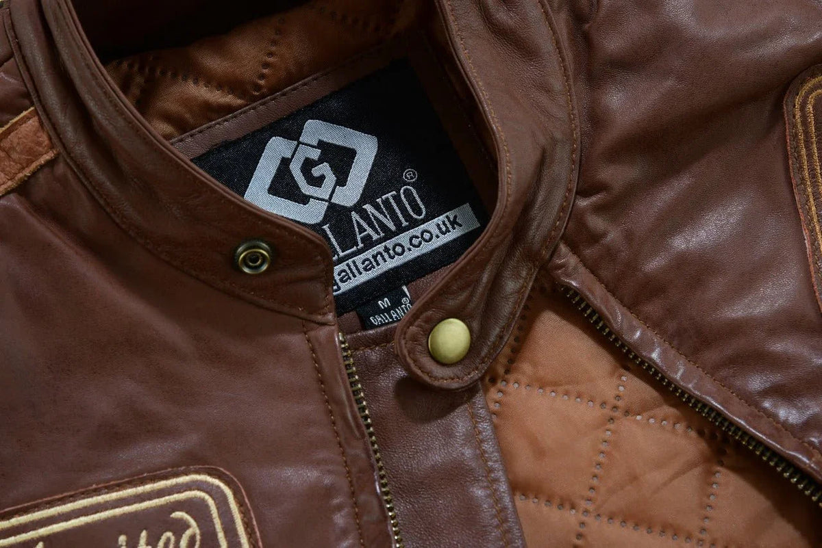 Mens Motorcycle Jackets with Retro Racing Badges