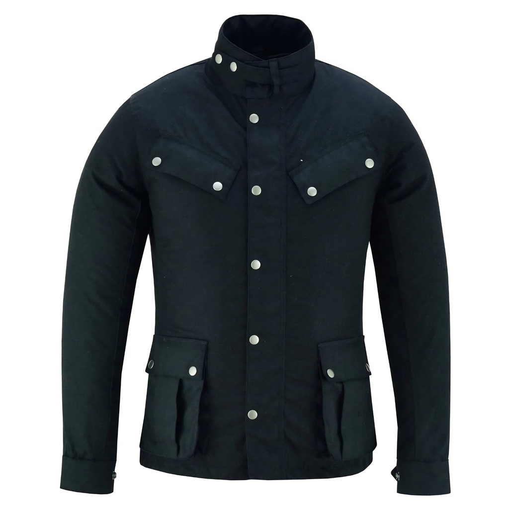 Wax Cotton Coat Men – Vintage Waterproof Motorcycle Biker Jacket