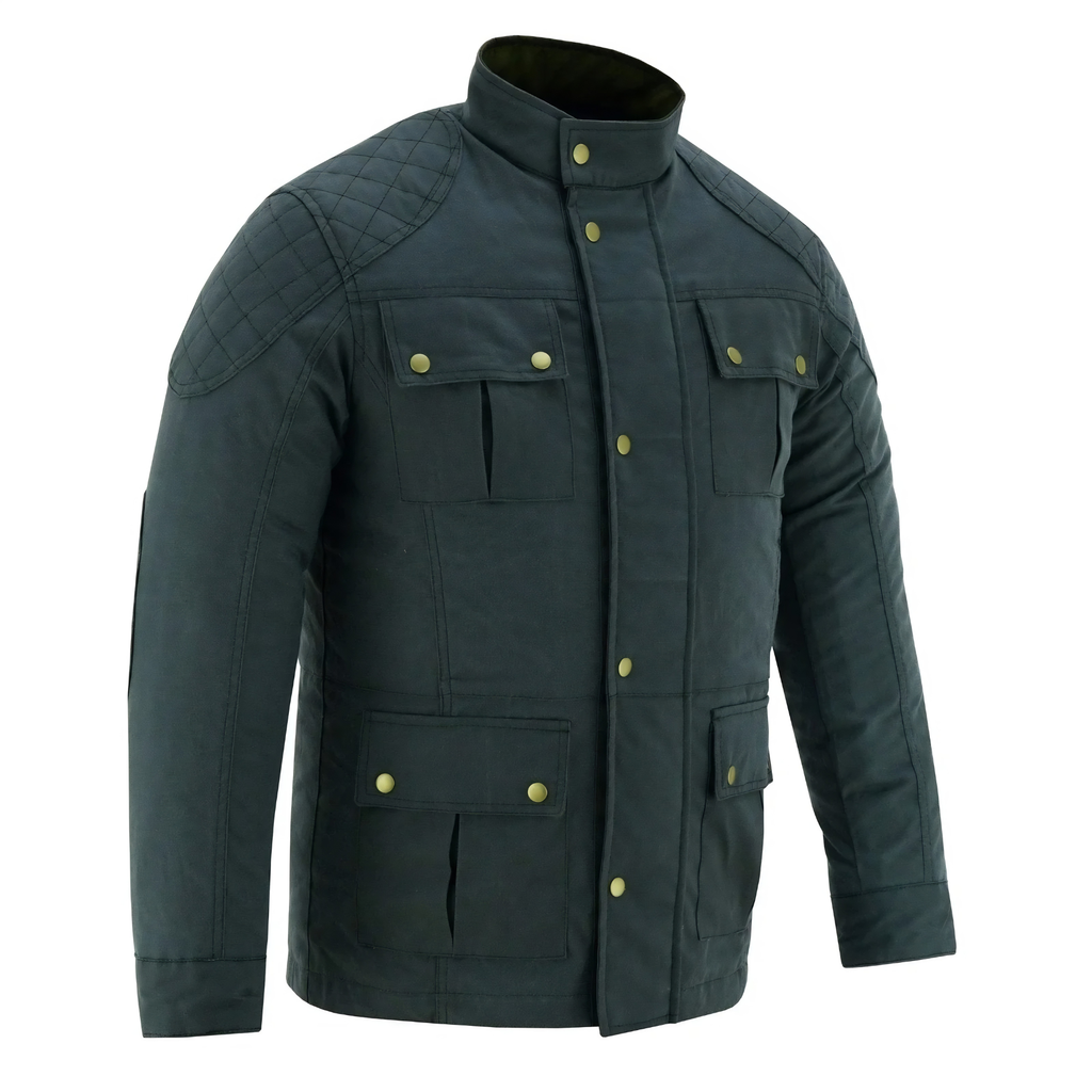 Wax Cotton Jackets Men's Long Motorcycle Outdoor Jacket
