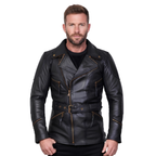 Eddie Leather Racer Jacket with CE Armor and 3-Way Collar Style