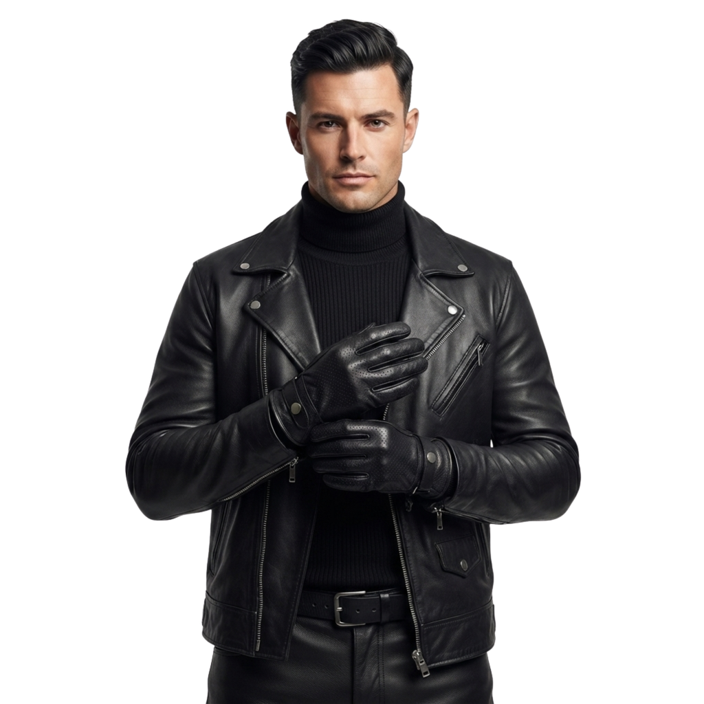 Motorcycle Gloves for Summer with Vintage Vented Leather Design