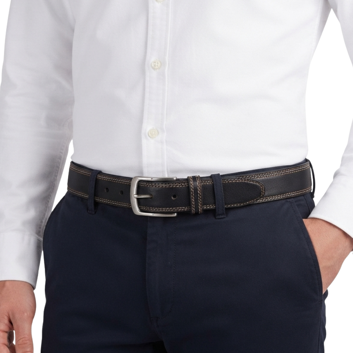 Mens Leather Belts with Durable Triple-Stitch Design