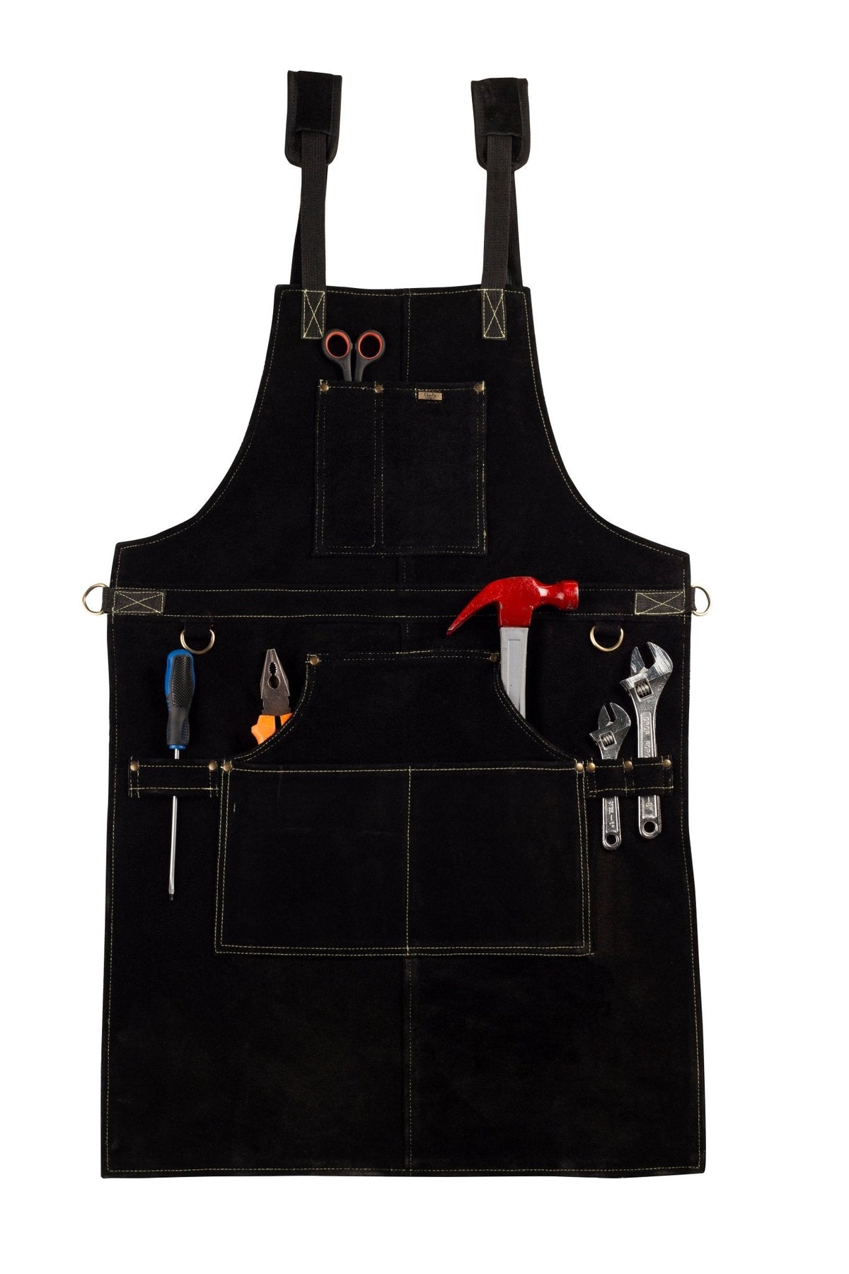 Woodworking Apron with 6 Utility Pockets & Cross-Back Fit